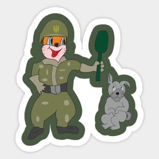 Funny cat soldier Sticker